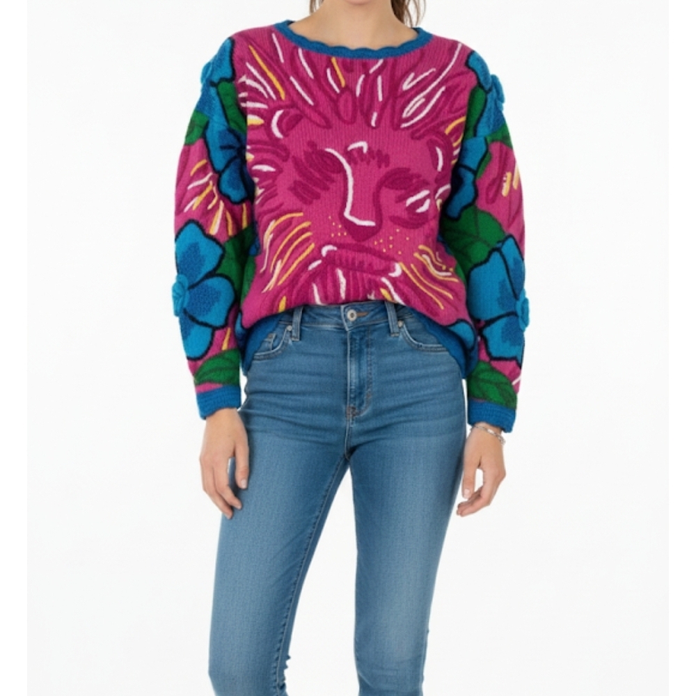 Lilly Pulitzer Knitted  Graphic Lion Flower Sweater